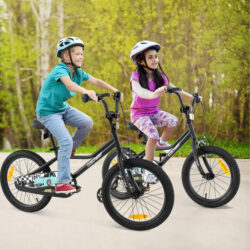 Costway14/16/18 Inch Kids Bike with Removable Training Wheels and Adjustable Seat-Black-16 inches