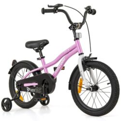 Costway16 Inch Kids Bike Adjustable with Removable Training Wheels for Aged 4-7-Purple