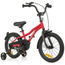 Costway16 Inch Kids Bike Adjustable with Removable Training Wheels for Aged 4-7-Red