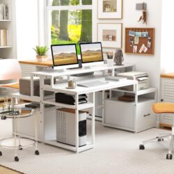 Costway168 CM Home Office Computer Desk with Storage Shelves