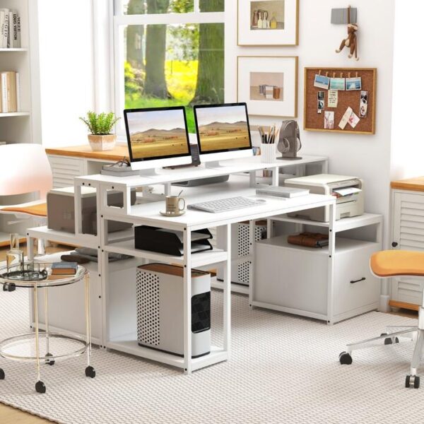 Costway168 CM Home Office Computer Desk with Storage Shelves