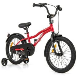 Costway18 Inch Kids Bike Adjustable with Removable Training Wheels for Aged 4-8-Red