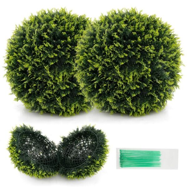 Costway2 PCS 45cm/55cm Artificial Plant Cedar Topiary Ball-M