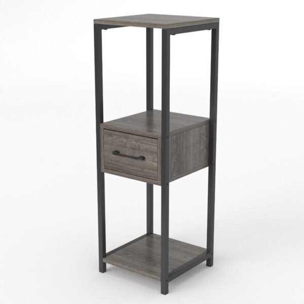Costway2 Pack 3 Tier Tall Metal Plant Stand with Drawer-Grey