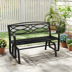 Costway2-Person Outdoor Glider Bench with Metal Frame-Black