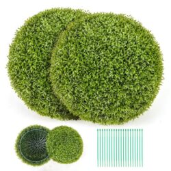 Costway2 Pieces Artificial Plant Boxwood Topiary Ball-M
