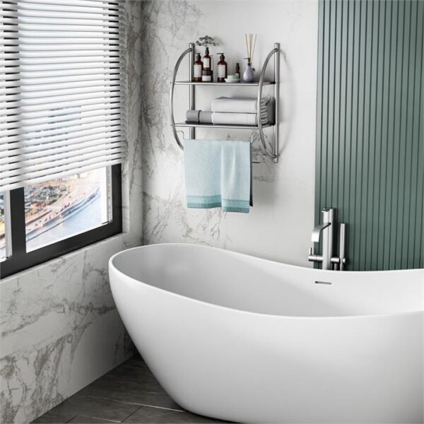 Costway2-Tier Wall Mount Towel Storage Rack for Bathroom