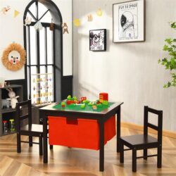 Costway2-in-1 Kids Activity Table and Chair Set with Storage-Coffee