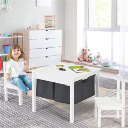 Costway2-in-1 Kids Activity Table and Chair Set with Storage-White
