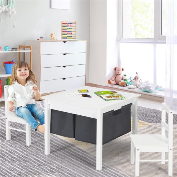 Costway2-in-1 Kids Activity Table and Chair Set with Storage-White