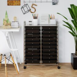 Costway20 Drawers Rolling Storage Cart with Wheels for Home Office-Black