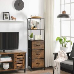 Costway3-Drawer Bookshelf with Anti-toppling Device for Living Room, Office