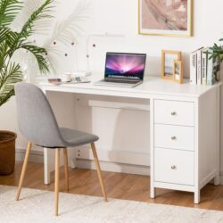 Costway3-Drawer Computer Desk with Spacious Desktop for Office White