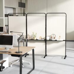 Costway3-Panel 188cm Rolling Privacy Screen Folding Room Divider-White