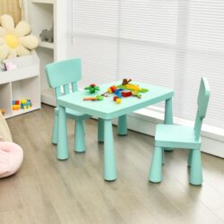 Costway3 Pieces Kids Table Set with 2 Chairs for Reading-Green