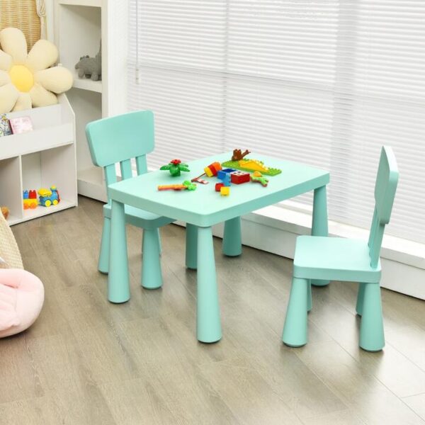 Costway3 Pieces Kids Table Set with 2 Chairs for Reading-Green