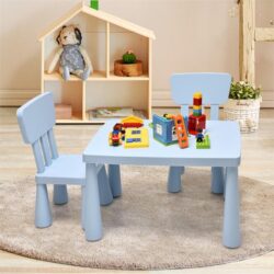 Costway3 Pieces Kids Table and 2 Chairs Set for Reading