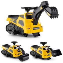 Costway3-in-1 Kid Ride on Tractor with Adjustable Arms and Music-Yellow