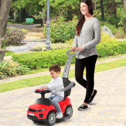 Costway3 in 1 Kids Ride On Push Car with Horn, Music, Light Dancing to Music for Toddlers-Red