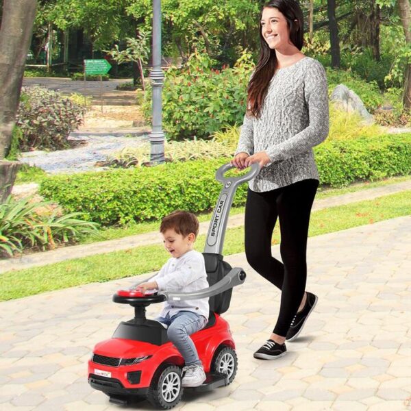 Costway3 in 1 Kids Ride On Push Car with Horn, Music, Light Dancing to Music for Toddlers-Red