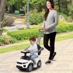 Costway3 in 1 Kids Ride On Push Car with Horn, Music, Light Dancing to Music for Toddlers-White