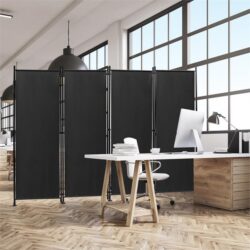 Costway4-Panel Folding Room Divider with Adjustable Foot Pads for Home-Black