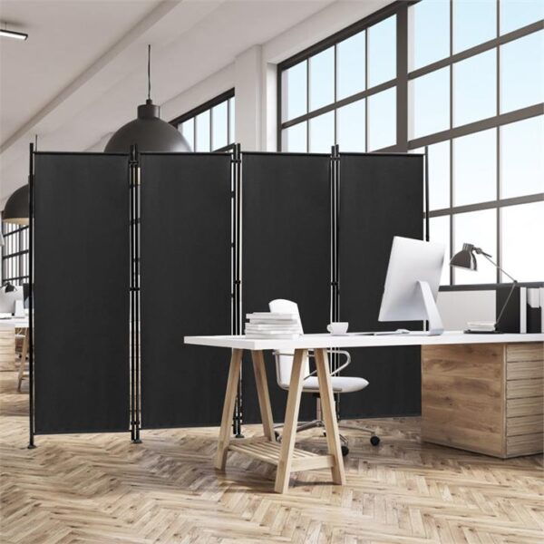 Costway4-Panel Folding Room Divider with Adjustable Foot Pads for Home-Black