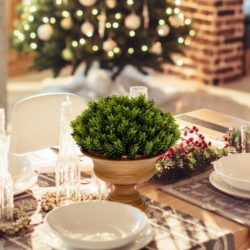 Costway4-Set Artificial Mini Greenery Potted Plant for Home & Office-Round shape