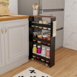 Costway4-Tier Slim Storage Cart with Open Shelves for Kitchen Bathroom Living Room-Grey