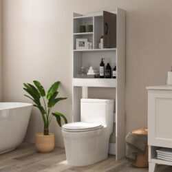 Costway4-Tier Toilet Storage Rack Cabinet for Bathroom, Laundry, Balcony
