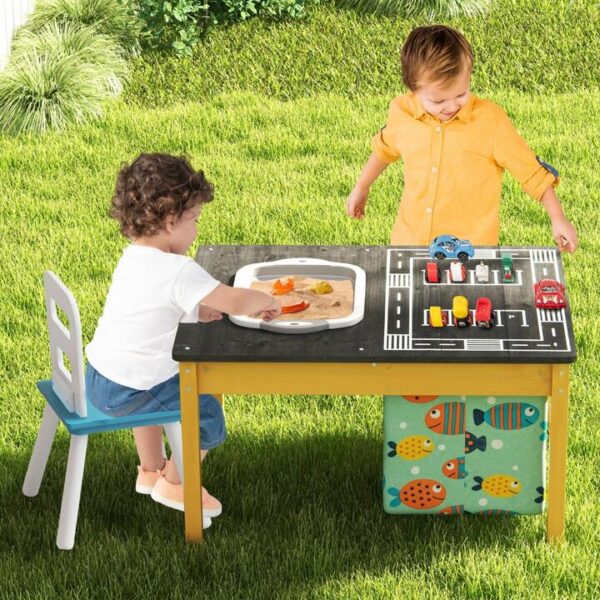 Costway4-in-1 Kids Sand Water Activity Table with Foldable Storage Bin and Cloth Storage Bag