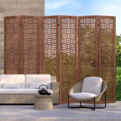 Costway4/6-Panel 165cm Folding Room Divider Partition Stand with Solid Wood Frame-6 panel