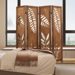 Costway4/6-Panel 170cm Folding Room Divider with Double Action Hinges-4 panel