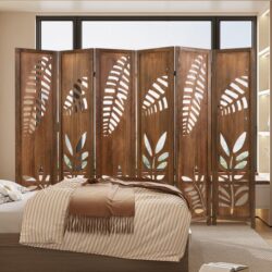 Costway4/6-Panel 170cm Folding Room Divider with Double Action Hinges-6 panel
