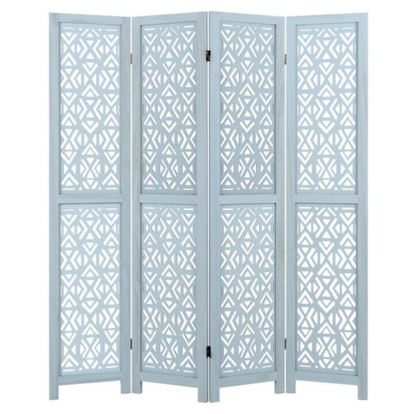 Costway4/6-Panel Wooden Room Divider with Carved Cutout Pattern and Solid Wood Frame-4 panel