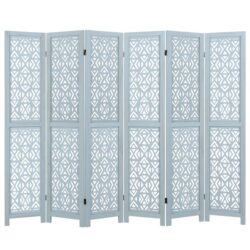 Costway4/6-Panel Wooden Room Divider with Carved Cutout Pattern and Solid Wood Frame-6 panel