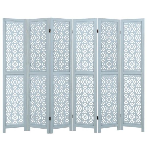 Costway4/6-Panel Wooden Room Divider with Carved Cutout Pattern and Solid Wood Frame-6 panel