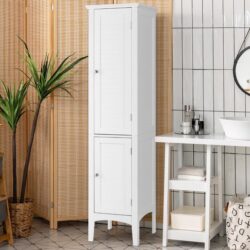 Costway5-Tier Bathroom High Cabinet with 2 Shelves with Doors