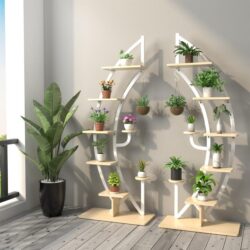 Costway6-Tier Tall Metal Plant Stand Rack with Top Hook-2 pieces