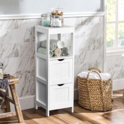 CostwayFreestanding Bathroom Floor Cabinet with 2 Removable Drawers