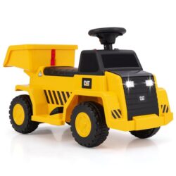 CostwayLicensed Caterpillar Kids Ride on Dump Truck with Horn and LED Lights-Yellow
