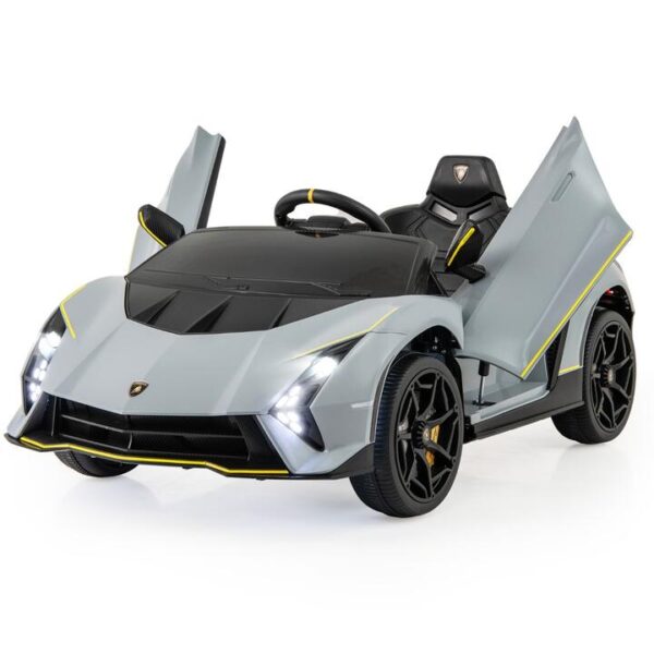 CostwayLicensed Lamborghini 12V Kids Ride on Car with Remote Control and LED Lights-Grey