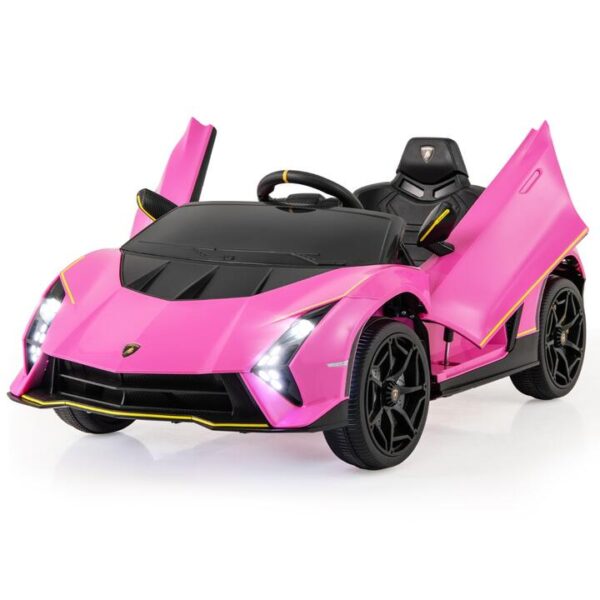 CostwayLicensed Lamborghini 12V Kids Ride on Car with Remote Control and LED Lights-Pink