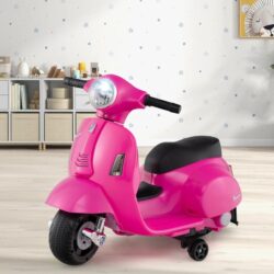 CostwayLicensed Vespa Kids Ride on Motorcycle with LED Headlight and Horn Sound-Pink