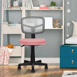 CostwayLow-Back Armless Mesh Computer Chair for Home and Office-Pink