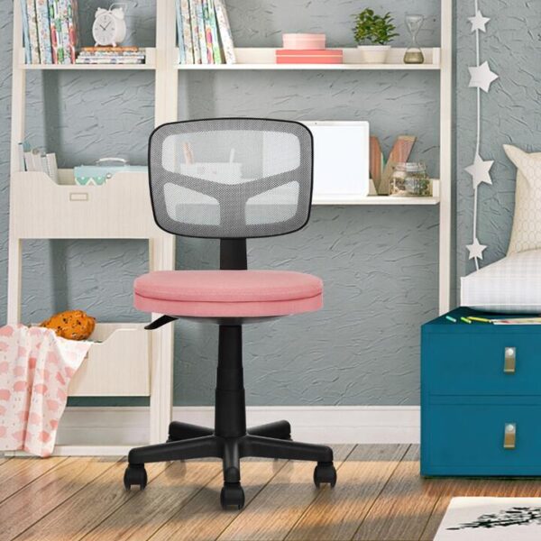 CostwayLow-Back Armless Mesh Computer Chair for Home and Office-Pink
