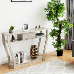 CostwayModern Entryway Table with Storage Drawer for Office-Grey