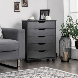 CostwayVersatile Storage Cabinet with Wheels for Home Office-Black