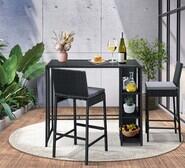 Ingomar 2 Seater Pe Rattan Outdoor Bar Table And Barstool Set Black