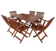 Islano Folding 6 Seater Dining Set Brown
